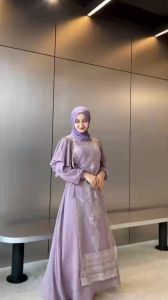 BEST SELLER Delilah Dress Bahan Ceruty mix Brukat Premium / Gamis Wanita Terbaru 2023 / Dress Kondangan Muslim / Dress Pesta Mewah