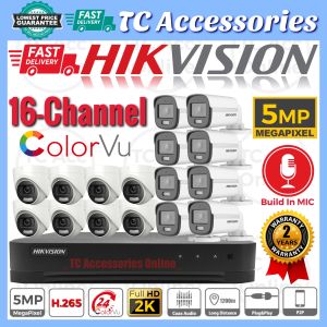 HIKVISION ColorVu 16-CHANNEL 5.0MP 16CH CCTV Super HD 5MP HIK 1920P Full HD Full Time Colour Dvr+Camera Package