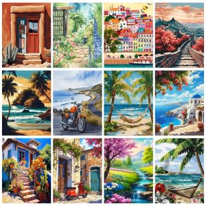 CHENISTORY Painting By Numbers House Landscape HandPainted DIY Oil Painting Drawing On Canvas Unique Gift Home Decoration