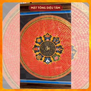 [KHÔNG KHUNG] Tranh Mandala Lục Tự Chân Ngôn Chú Om Vẽ Tay Thủ Công họa sư Nepal 55*55cm Bình An Mật tông Diệu Tâm