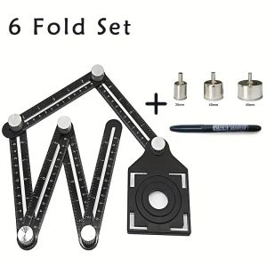 6 Fold Set Construction Angle Measuring Ruler Aluminum Alloy Perforated Mold Template Tool Locator Drill Guide Tile Hole