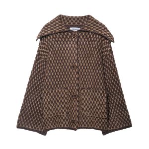 2025 New Autumn Brown Long Sleeve Knitted Cardigans Women Elegant Lapel Single Breasted Loose Sweater Coat Knitwear Korean Style