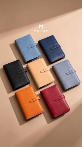 METOP Refillable A6 LUXURY Leather Notebook Multi Card Slot Pocket Planner Journal