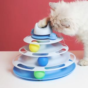 TRENY Spinning Balls Cat Toy Cat Tower Toy Ball Mainan Bola Kucing Bertingkat 3 Layer Cat Teaser Cat Toy Fun 宠物玩具猫玩具