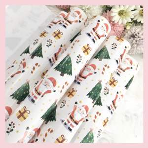 กระดาษห่อของขวัญอาร์ตมัน ขายแยกแผ่น ลายซานต้าขาว ต้นคริสมาส กลุ่ม 01 ลายคริสต์มาส