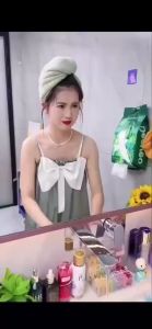 Mũ / Nón trùm đầu ủ tóc vải nhung Đính Nơ mềm mịn siêu thấm hút siêu xinh cho nữ