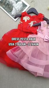 Gaun Pesta Bayi Anak Perempuan Usia 6M-3T