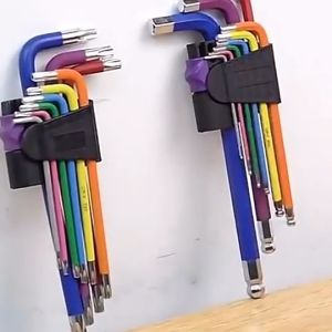 KUNCI L SEGI 6 / BINTANG SET KUNCI L HEX / TORX CRV KUNCI L PANJANG 9PCS BAJA MILIMETER KUNCI L BAGUS MURAH HEXAGONAL