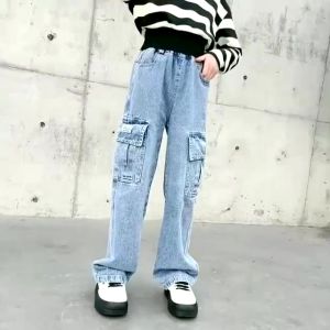 Celana Kulot Cargo Anak Tanggung Perempuan Usia 6-12 Tahun Jeans Kids Denim Palazzo Terbaru