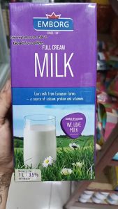 EMBORG Full Cream Milk 3.5% 9s x 1L | UHT Milk for Coffee Cooking & Baking