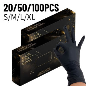 20/50/100PCS Black Nitrile Gloves Disposable Cleaning Gloves Kitchen Household Hygiene Cleaning Beauty Hairdressing Dishwashing