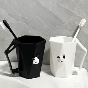 Anti-Fall Bathroom Washing Cup Dental Care Student Dormitory Couple Tooth Cup Home Use Travel Wash Cup Plastic Material
