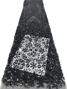 Luxury Sequins Lace Fabric 2026 High Quality French African Net Beaded Lace Fabric Nigerian Embroidery Fabric For Wedding