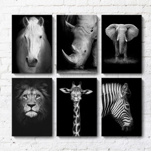 American Black and White Animal Decorative Canvas Artwork