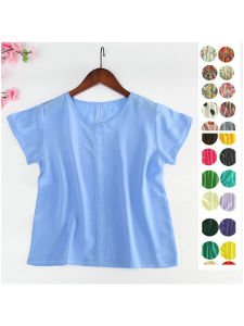 เสื้อยืดคอตตอนผ้าไหมสำหรับเด็กชายและเด็กหญิง แขนสั้น ทรงหลวม ฤดูร้อน ระบายอากาศได้ดี แห้งเร็ว สวมใส่สบาย