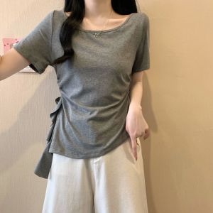 Irregular Design Large Size Slimming T-Shirt Women Summer