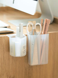 Japanese-Style Minimalist Creative Student Adhesive Pen Holder Desktop Hanging Pencil Case Office Stationery Storage Box