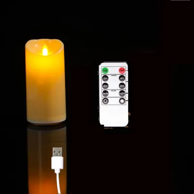 1 or 3 Pieces USB Charge Remote Control LED Decorative Moving Wick Candles10/12.5/15 cm Rechargeable Dancing Church Candles