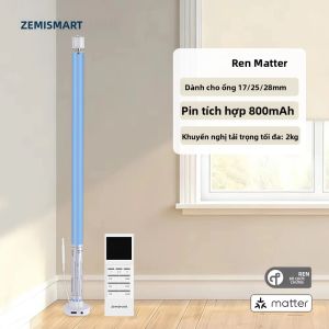 Motor Rèm Cuốn Thông Minh Zemismart Matter Thread Có Thể Sạc Lại Tương Thích Với HomeKit Google Home SmartThings Cho Ống 25mm/28mm