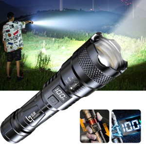 LED Tactical FlashlightWaterproof USB Rechargeable Flashlight Telescopic Focus Strong Light Portable For Hiking Fishing