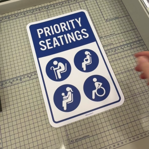Priority Seatings. Sticker Sign Signage Notice. Reserved Old Senior Elderly Pregnant Woman Child Disabled OKU Sit Seat