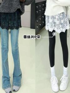 Slimming High Waist Lace Trim Half Skirt Womens Base Layering Piece Hip Concealing A-Line Short Skirt Korean Style