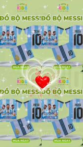 Set đồ bộ thể thao bóng đá trẻ em in hình Messi số 10 size từ 10-60kg