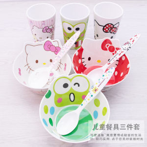 Creative Cute Household Rice Bowl Childrens Tableware Set Student Hello Kitty Cartoon Baby Drinking Cup Spoon Chopsticks