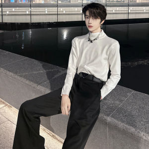 Cleanfit เสื้อสเวตเตอร์คอปกตั้งยาวสำหรับผู้ชาย แขนยาว อบอุ่น แฟชั่นฤดูหนาว เสื้อชั้นใน เสื้อถัก ดีไซน์เรียบง่าย สไตล์ไฮเอนด์