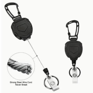 New Badge Holder Carabiner Keychain Tactical ID Holder Retractable Reel Mountaineering Buckle Multiple Tools Accessories