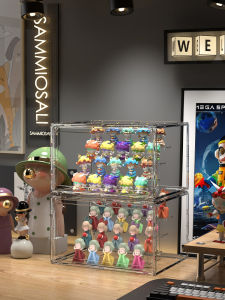 เคสแสดงของเล่น Acrylic ป้องกันฝุ่นสำหรับรูปปั้น ชั้นวางของเล่น Lego บ็อกซ์สุ่มบล็อก ชั้นวางบล็อกระดับปีก ของเล่นบ้าน