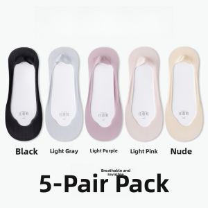 miiow | Womens Anti-slip Breathable Ice Silk Air Conditioning Socks Invisible Low Cut Antibacterial Deodorant Boat Socks Cat Person