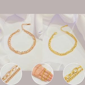 Gelang Tangan 2 Layer Titanium Rantai Polos Fashion K-Style