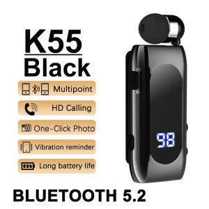K75 Lavalier Business Headset Bluetooth 5.4 Bass Earphone HD Call Vibration Reminder+Voice Number Reporting Wireless Headphone