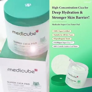 Medicube Super Cica Pad 88% Centella Asiatica Extract Cica & Panthenol Soothing Toner Pad Vegan Facial Pad for Sensitive Irritated Skin