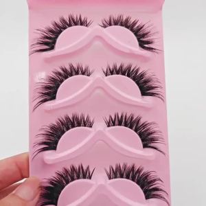 Easy Trim All-Match Cat Eye Strip Lashes 5 Pairs Long Curling Thick Fluffy Winged Ends Simple Application For Makeup Starters