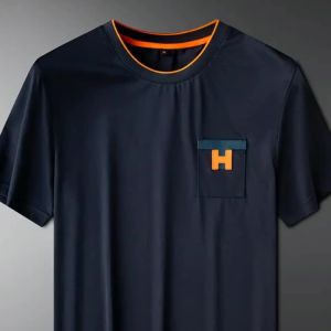Korean Trendy Splicing Crew Neck Pocket T-Shirt Mens Short Sleeve Summer Thin Breathable Versatile Fashionable Half Sleeve Top