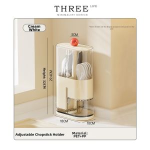 THREE LIFE | Water Drain Dustproof Chopsticks Holder Adjustable