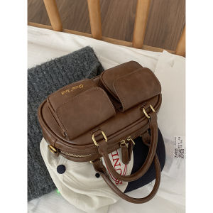 South Korea Niche Style Bowling Bag Female 2024 New Arrival Tide Fashion Retro Hand Holding Pillow Bag Shoulder Messenger Bag