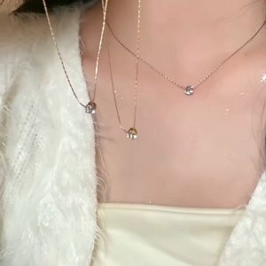 Kalung Titanium Wanita Permata Hexagonal Terbaru Kalung Titanium Anti Karat Tidak Luntur
