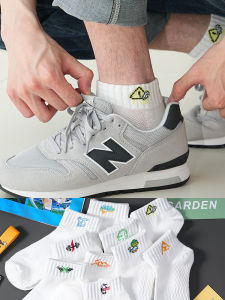 Mens Short Cotton Socks Breathable Anti-Odor Thin Breathable Summer Boat Socks Trendy Mid-Calf Socks for Students