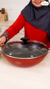 Vantage Non-Stick 36cm / 8L  Wok  with Induction Heat (Maroon Glitter Series)-New