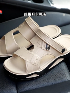 New Fashion Men Double Strap Adjustable Slides Thick Sole Non Slip Breathable Casual Outdoor Beach Tsinelas