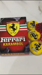 Biji Karambol Tebal 3 mm Motif Ferrari / Random | Koin Krambol Satu Lapis Original | Keping Kerambol 3mm | Coin Carambol Carrom Games