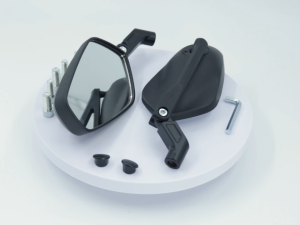 FOLDING MECHANISM VISION X SIDE MIRROR UNIVERSAL 10MM NON-GRADED L-11495 BLACK / CHROME STEM LEAF STYLE ADJUSTABLE REAR VIEW MIRROR FOR MOTORCYCLE 2PCS