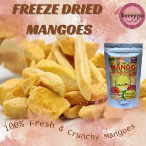 Berryna Mango Freeze Dried 100% Buah asli kering Beku Cemilan Buah kering 30g