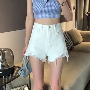 Celana Pendek Jeans Wanita Highwaist Hitam Sobek Korea Denim Hot Pants Big Size Street Kekinian Pant