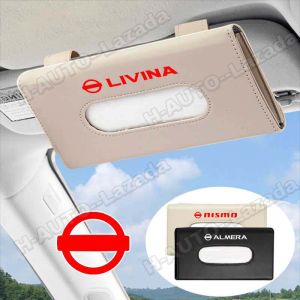 Car Tissue Holder Box Clip For Nissan Almera Frontier Grand Livina Sunny Navara Serena Teana X-Trail Np300 Skyline Sentra Pulsar Sylphy Nv200 Juke 350Z Hanging Sun Visor Organizer