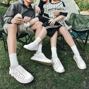 ORNGMALL ในช่วงฤดูร้อนสำหรับผู้ชายและผู้หญิงรองเท้าแตะน้ำหนักเบาระบายอากาศได้ดี Baotou ธรรมดารองเท้าแตะครึ่งข้อลำลองกันน้ำสไตล์เกาหลีรองเท้ากันฝนกันลื่นกลวงหลากสีรองเท้าแตะชายหาด35-46