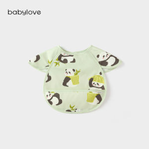 Babylove Waterproof Breathable Baby Apron No-Sleeve Eating Coveralls Anti-Dirty Feeding Smock Infant Toddler Polyester Fiber